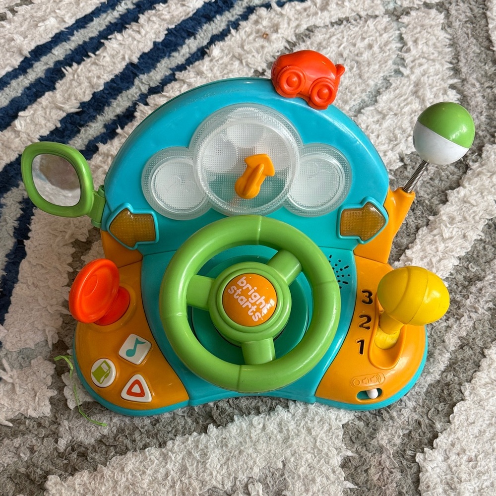 Bright Starts Driving Learning Toy - Green & Teal Steering Wheel Activity Center